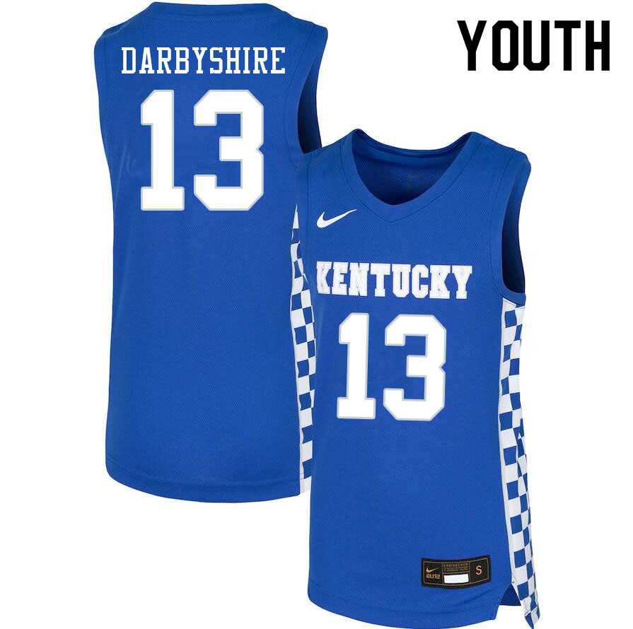 Youth #13 Grant Darbyshire Kentucky Wildcats College Basketball Jerseys Sale-Blue